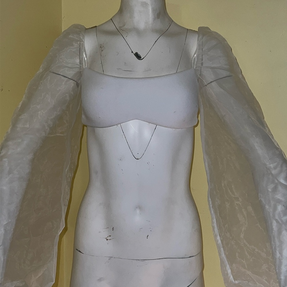 Nookie White Sheer Sleeve Crop Top